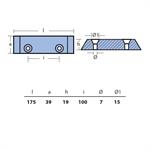 ZINCO RETTANGOLARE MM.175×39×19H