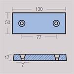 ZINCO RETTANGOLARE MM.130×50×17H