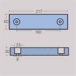 ZINCO RETTANGOLARE MM.217×60×30H