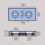 ZINCO RETTANGOLARE MM.151×69×25H