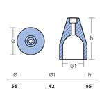 ZINCO OGIVA ORVEA MM.56E×42I×85H