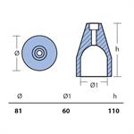 ZINCO OGIVA ORVEA MM.81E×60I×110H