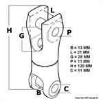 GIUNTO GIREVOLE PER ANCORA - INOX 316 PER CATENE MM.10