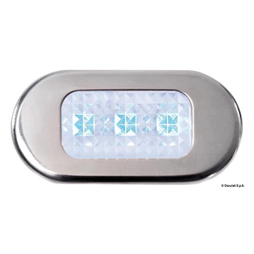 LUCE 3 LED BLU 12V - FLANGIA MM.23×46 TAGLIO MM.16×28