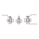 VALVOLA A 3 VIE 3/4 DEVIATRICE MANOVRA AD L - IN OTTONE