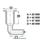 SCARICO NYLON 90° 3/4'×20 MM - TESTA INOX