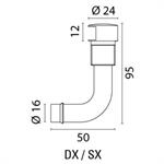 SFIATO OTTONE CROMATO 90° MM.16 DESTRO