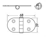 CERNIERA INOX ROVESCIATA MM.68×39 SPESSORE MM.2