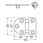 CERNIERA INOX ROVESCIATA MM.42×30 SPESSORE MM.2