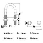 CAVALLOTTO AD U INOX MM.4×60 C/R 1100 KG