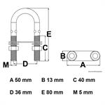 CAVALLOTTO AD U INOX MM.5×80 C/R 1900 KG