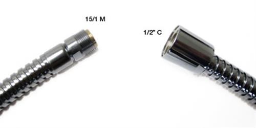 TUBO DOCCIA OTTONE CROMATO MT.2 ATTACCO 1/2 F - 15/1M