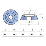 ZINCO OGIVA LEWMAR MM.46×15H - FORO INTERNO MM.11