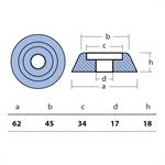 ZINCO OGIVA LEWMAR MM.62×18H - FORO INTERNO MM.17