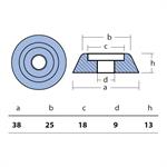 ZINCO OGIVA LEWMAR MM.38×13H - FORO INTERNO MM.9