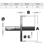 PIASTRINA INOX CON ANELLO MM.8 E PRIGIONIERO MM.10×26