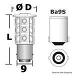 LAMPADINA LED BA9S 12V 0,9W L28MM Ø12MM LUCE CALDA