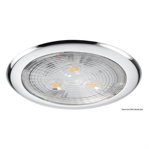 PLAFONIERA INOX A 3 LED BIANCHI 12V 1,86W 35LMN MM.75×10H