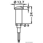 LUCE 1 LED 12V 0,24W BLU - ESTERNO MM.12,7 INCASSO MM.9