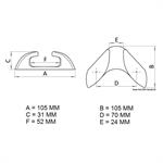 PASSACAVO DI PRUA INOX MM.105×105 - CIME MAX MM.16