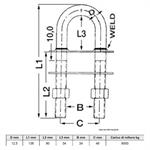 CAVALLOTTO AD U DELUXE INOX MM.12,5×136 C/R 9000 KG